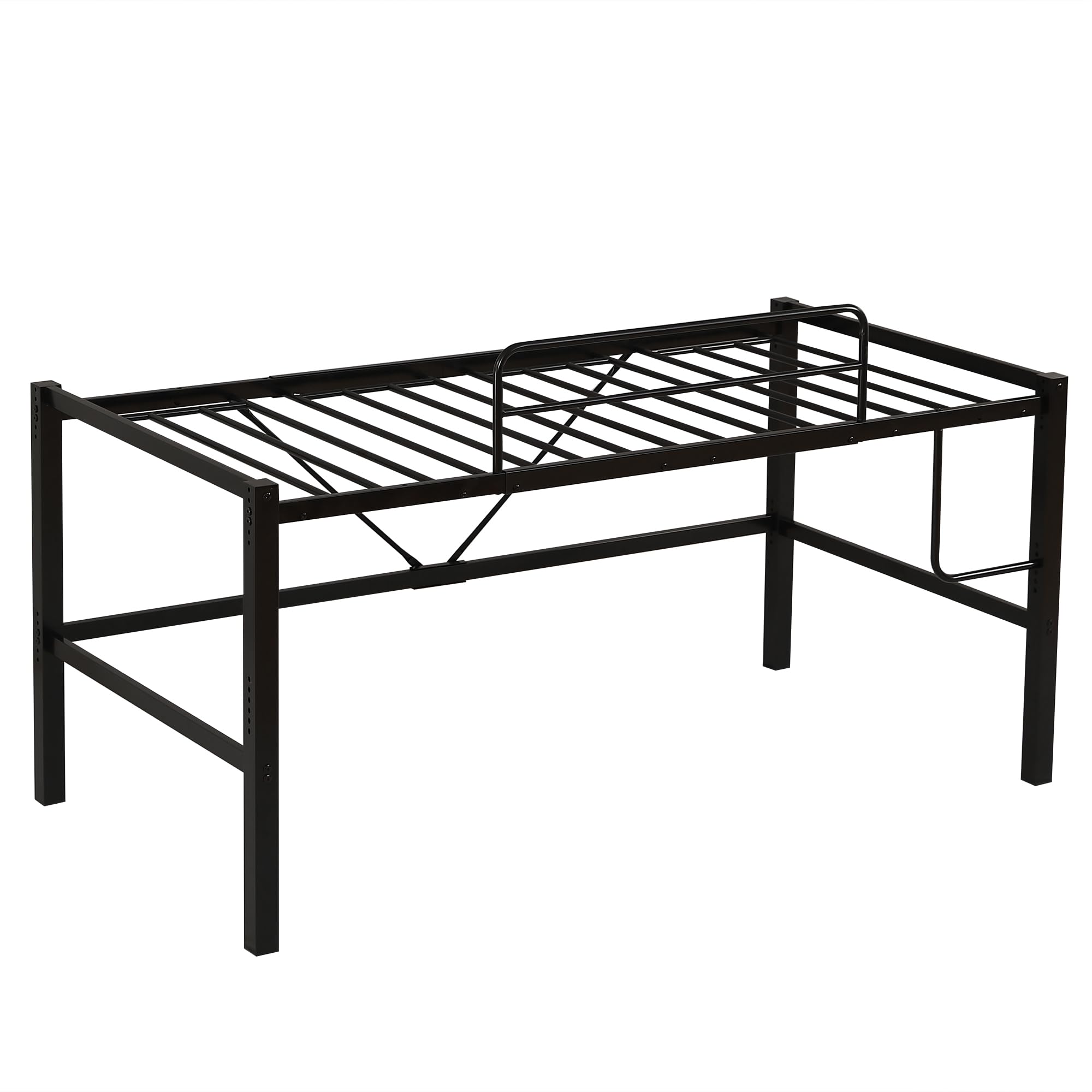 【高さ90cm】ロフトベッドスチール 耐震 ベッド 高さ調整可能　BLACK Amazon｜高さ 90cm スチール製ロフトベッド シングル ロータイプ 高さ